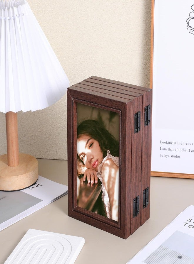 Qulkws 4 x 6 Inch 5 Folding Picture Frame Hinged Collage Photo Frames Rustic Desktop Family Photo Collage for Birthday Family Decor - Image 5